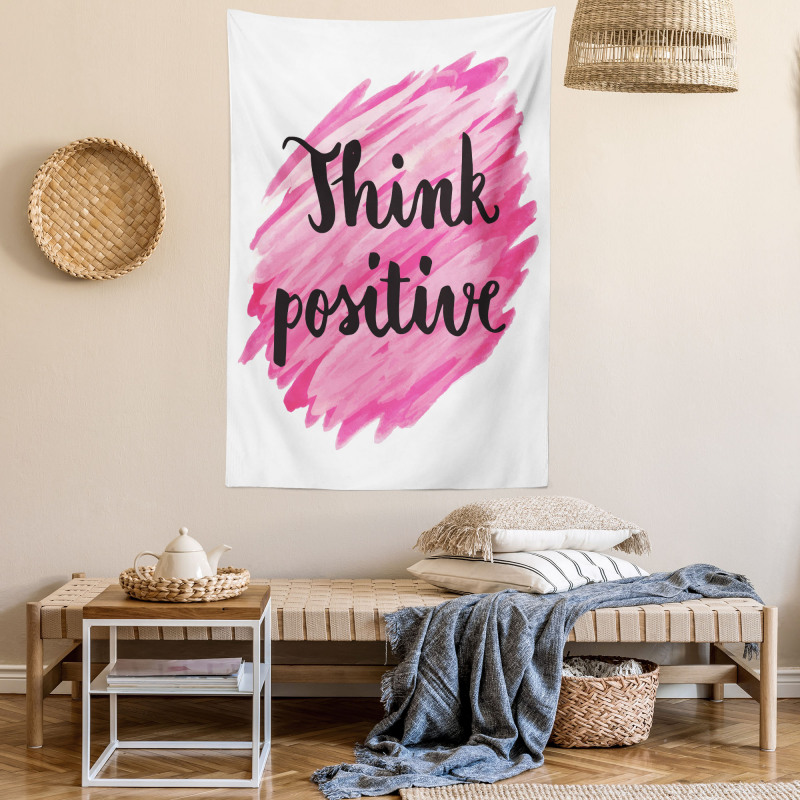 Text Pink Strokes Tapestry