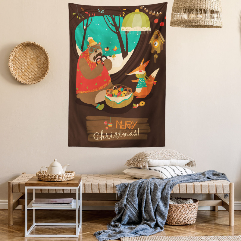 Bear and Fox Xmas Tapestry