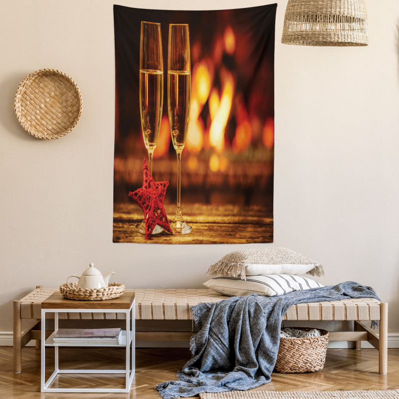 Romantic Champagne Glass Tapestry