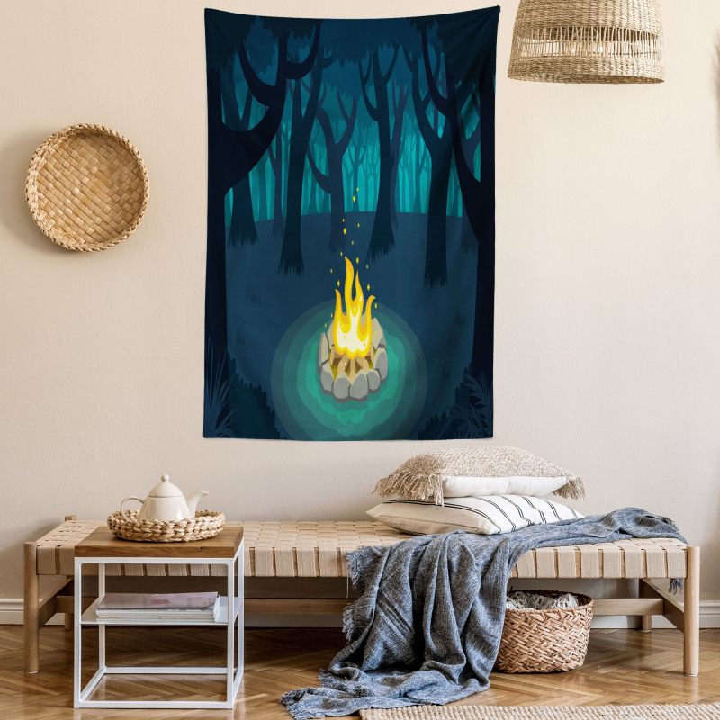 Campfire Woods Night Tapestry