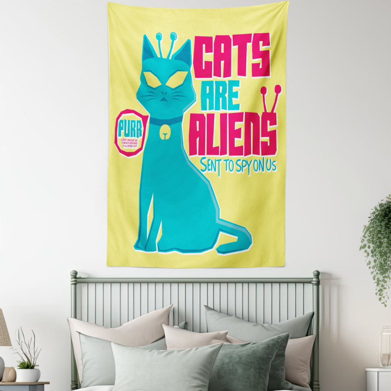 Cats are Aliens Cartoon Tapestry