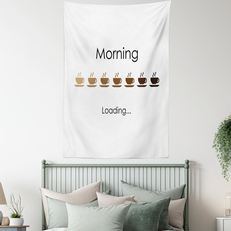 Morning Loading Coffee Cups Tapestry