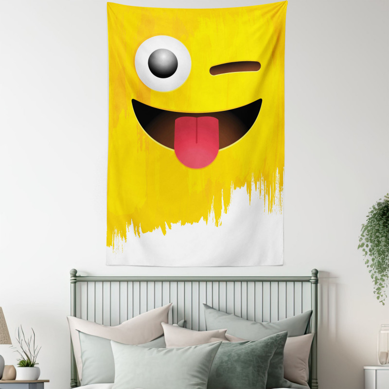 Winked Tongue Smiley Tapestry