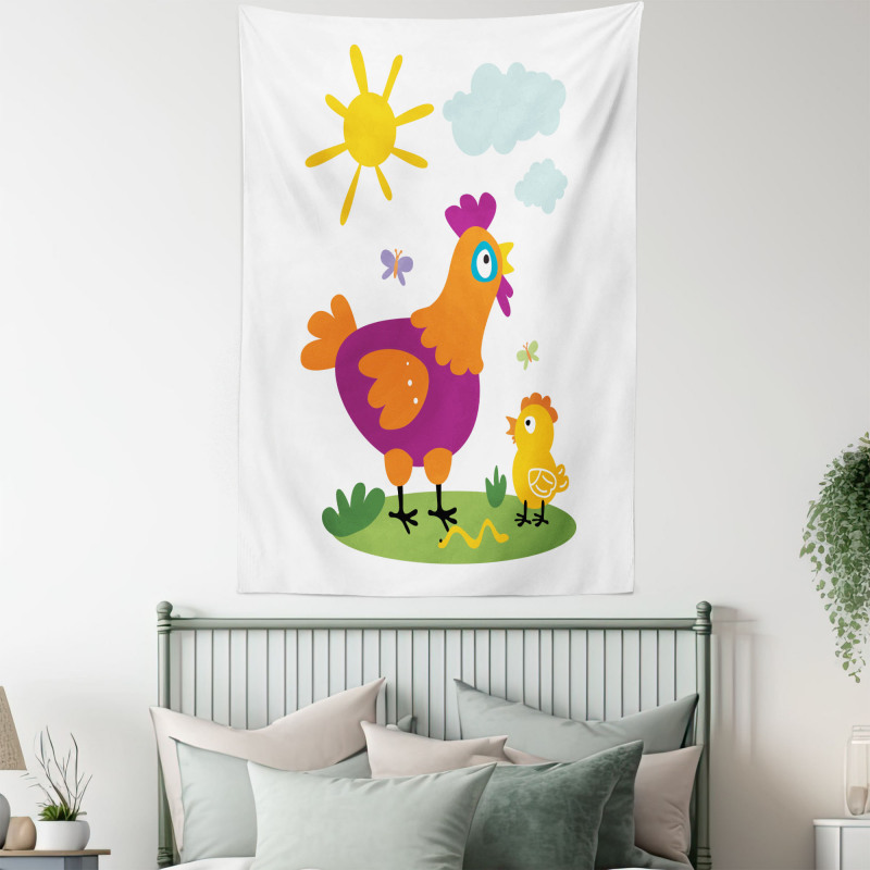 Chicken Baby Cartoon Tapestry