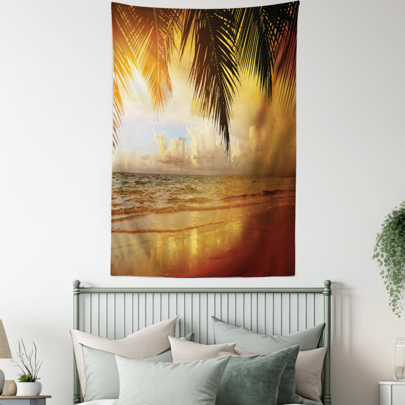 Sunset Caribbean Palms Tapestry