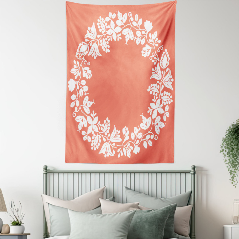 Monochrome Botany Wreath Tapestry