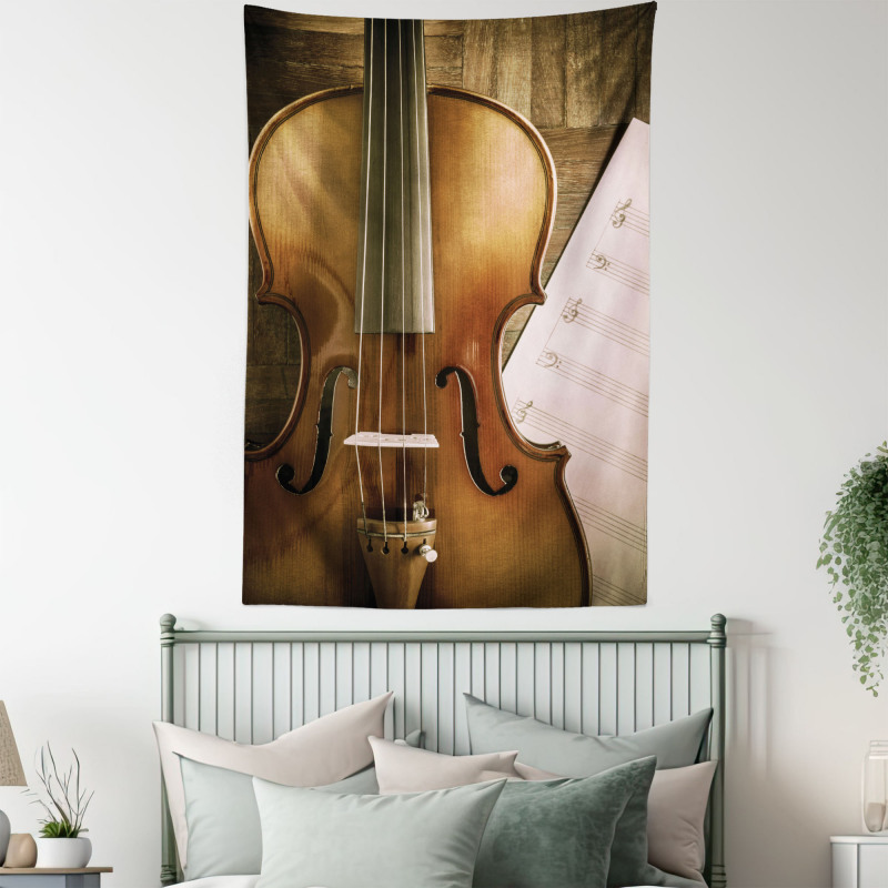 Instrument and Music Sheet Tapestry