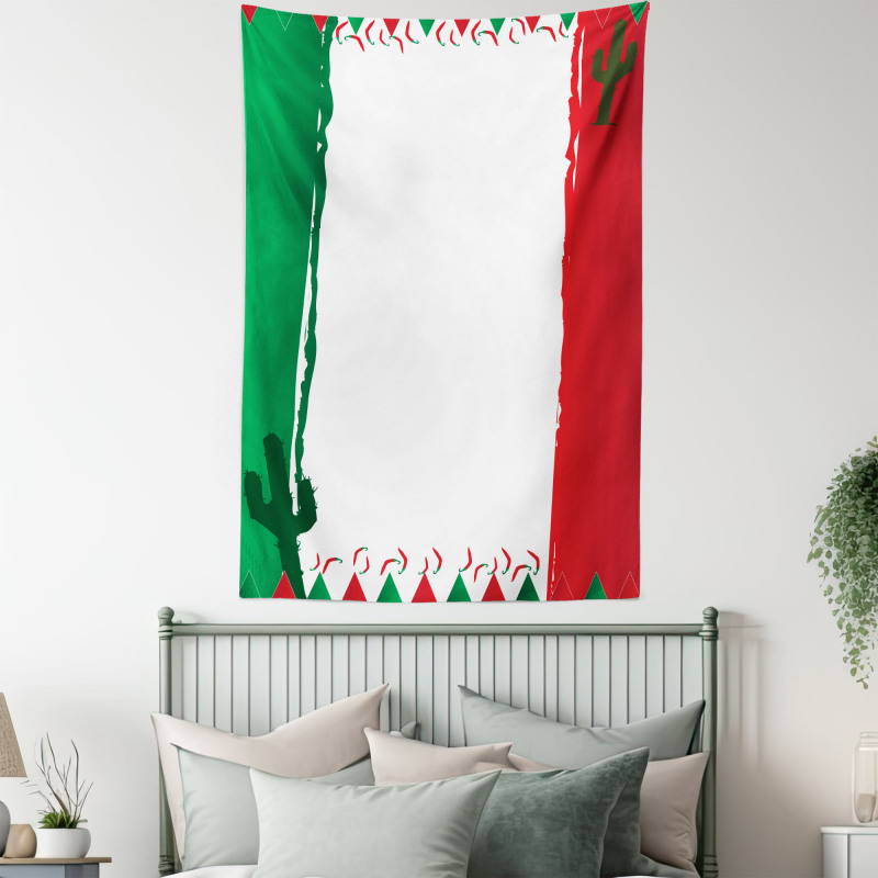 Mexican Colors Flags Cacti Tapestry