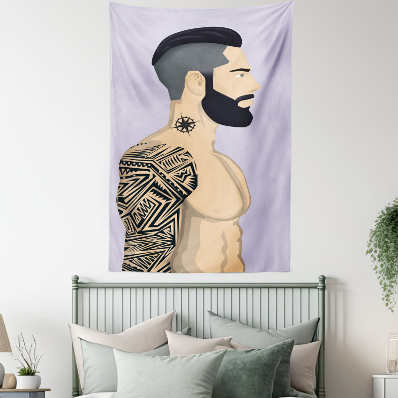 Muscular Boy with Tattoos Tapestry