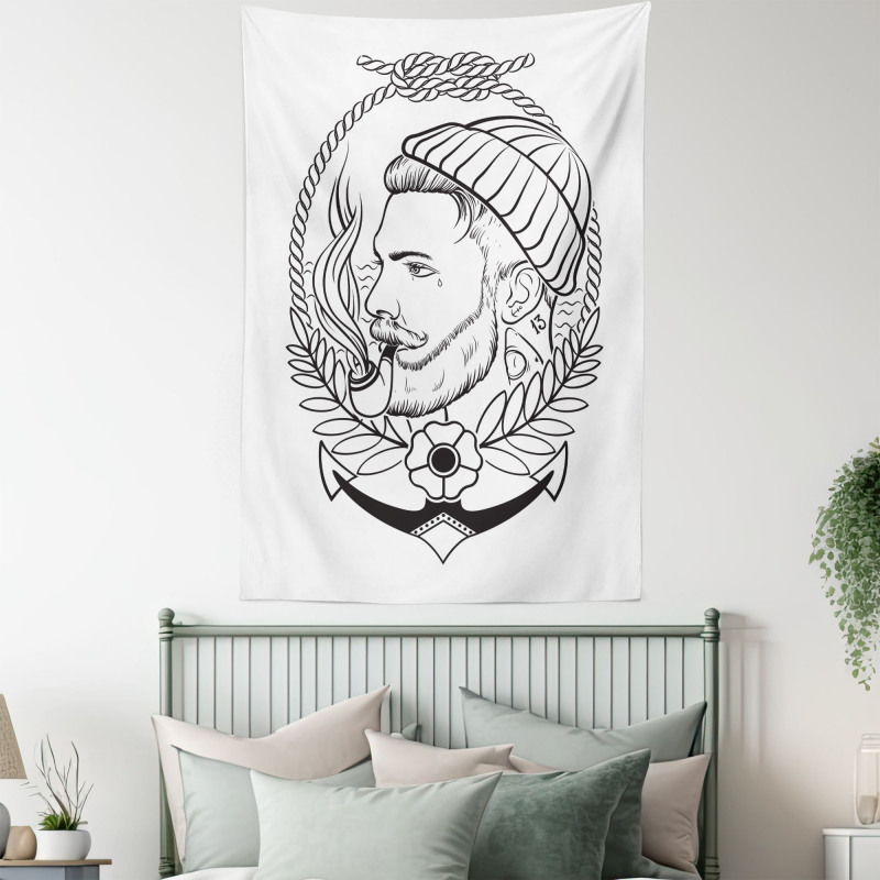 Outline Sailor with Pipe Tapestry