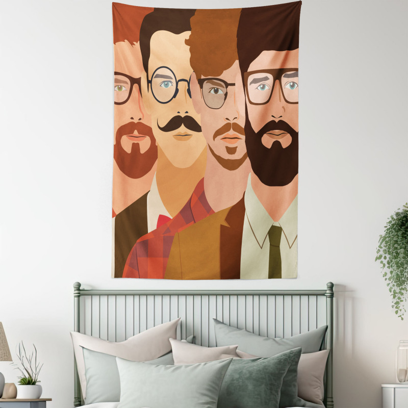 Male Hipster Characters Tapestry