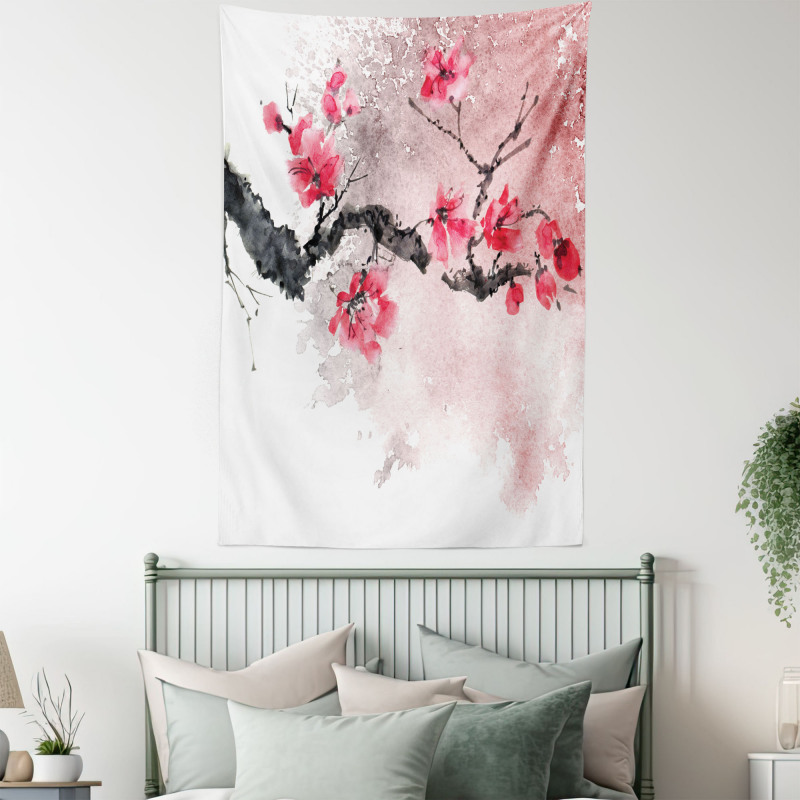 Watercolor Floral Art Tapestry