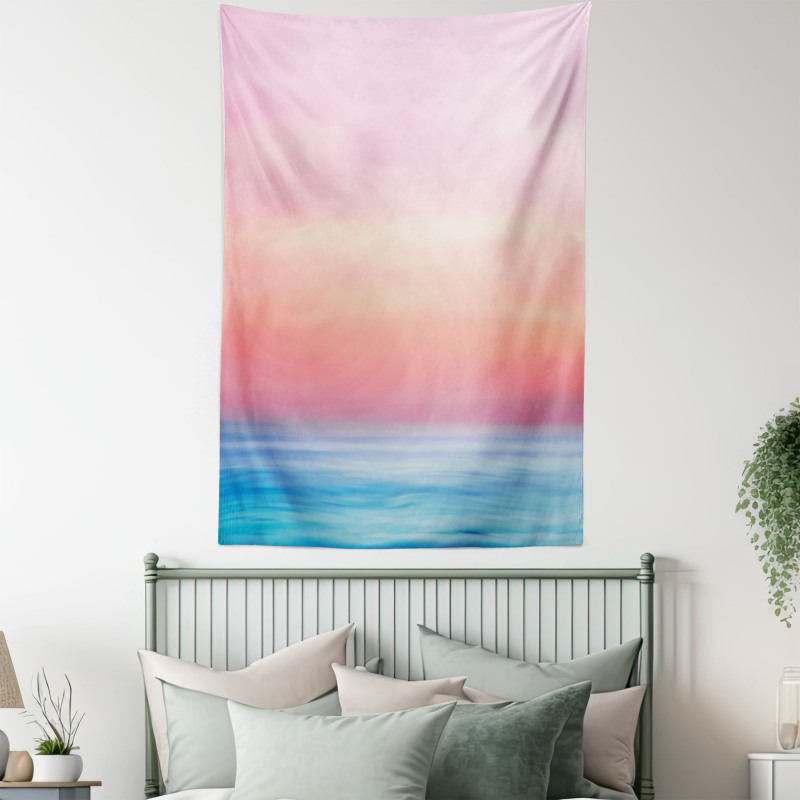 Ombre Sunset Calm Ocean View Tapestry