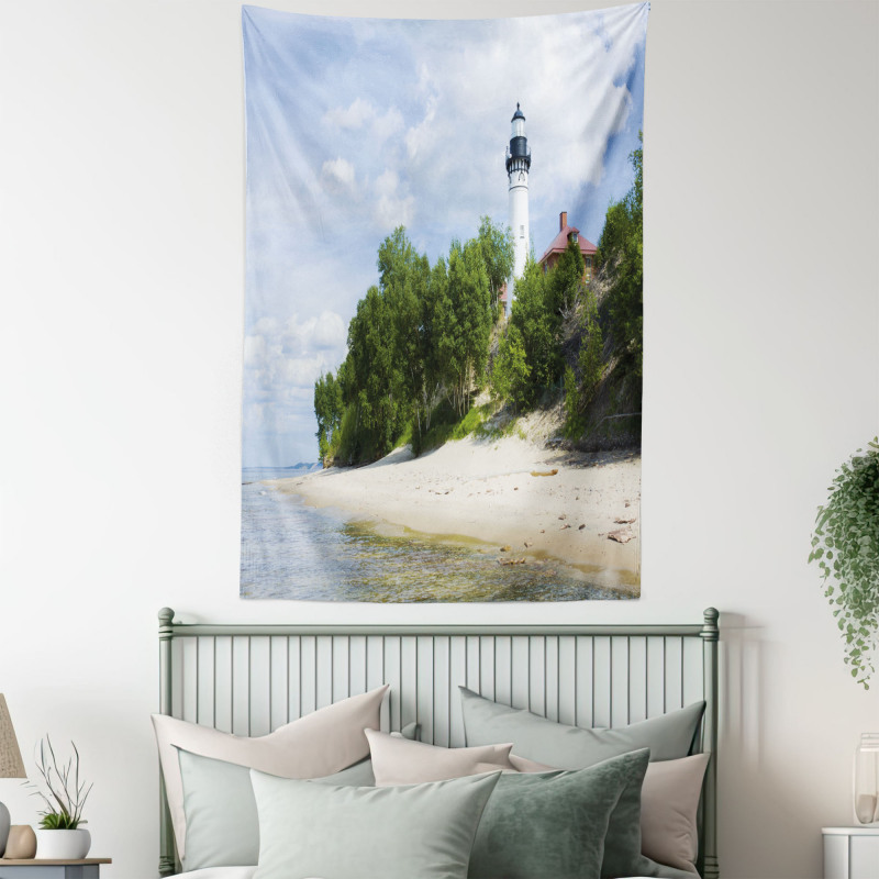 Lighthouse at Beach Tapestry