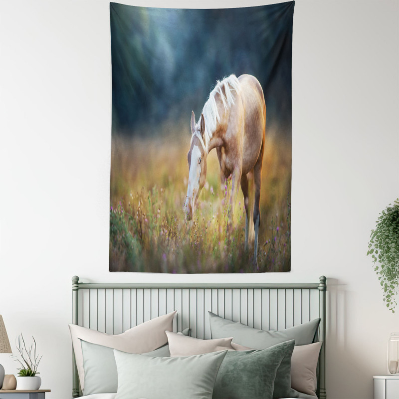 Palomino Horse Grazing Tapestry