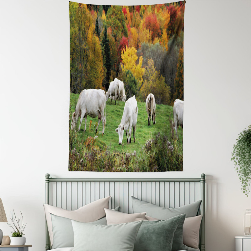 Cows on Autumn Hill Tapestry