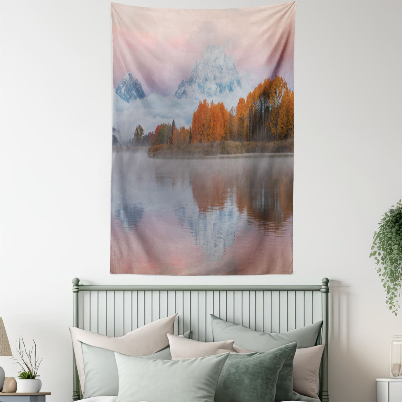 Outdoorsy Pink Sky Forest Tapestry