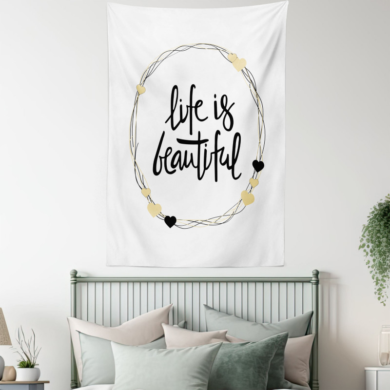 Hearts Line Words Tapestry