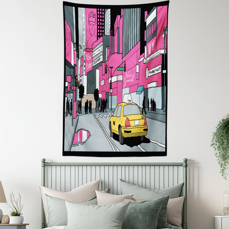 View of Manhattan and Taxi Tapestry