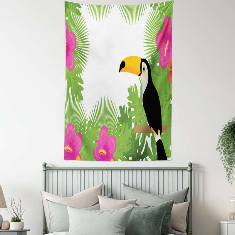 Exotic Plants and Bird Tapestry