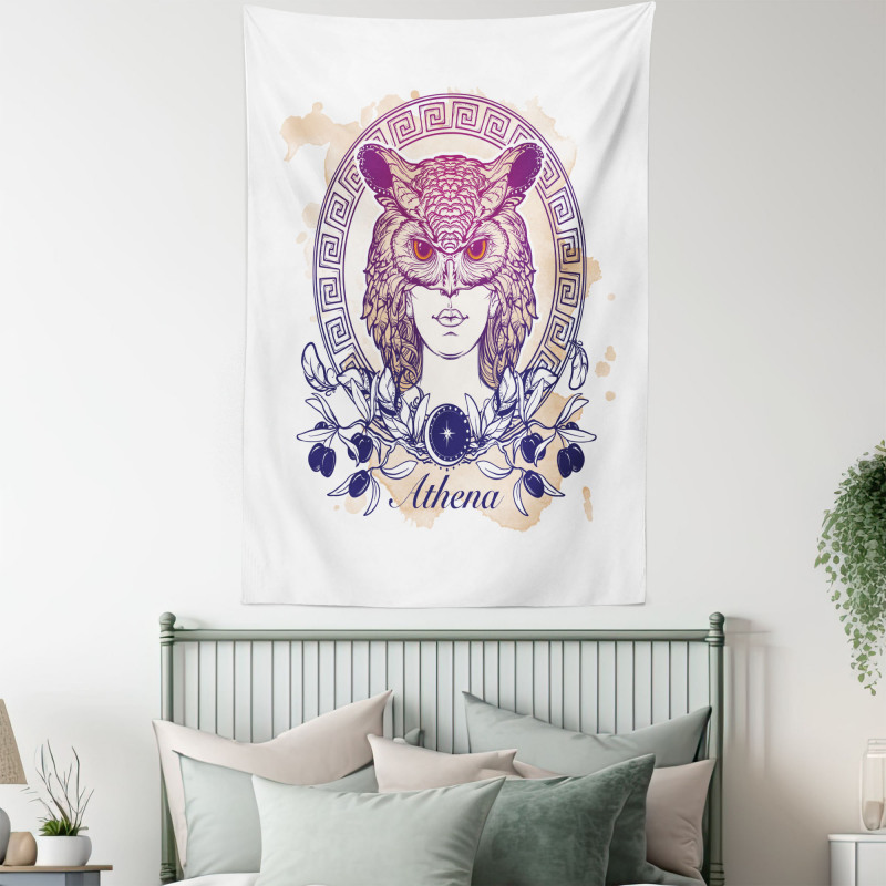 Greekic Owl Woman Tapestry