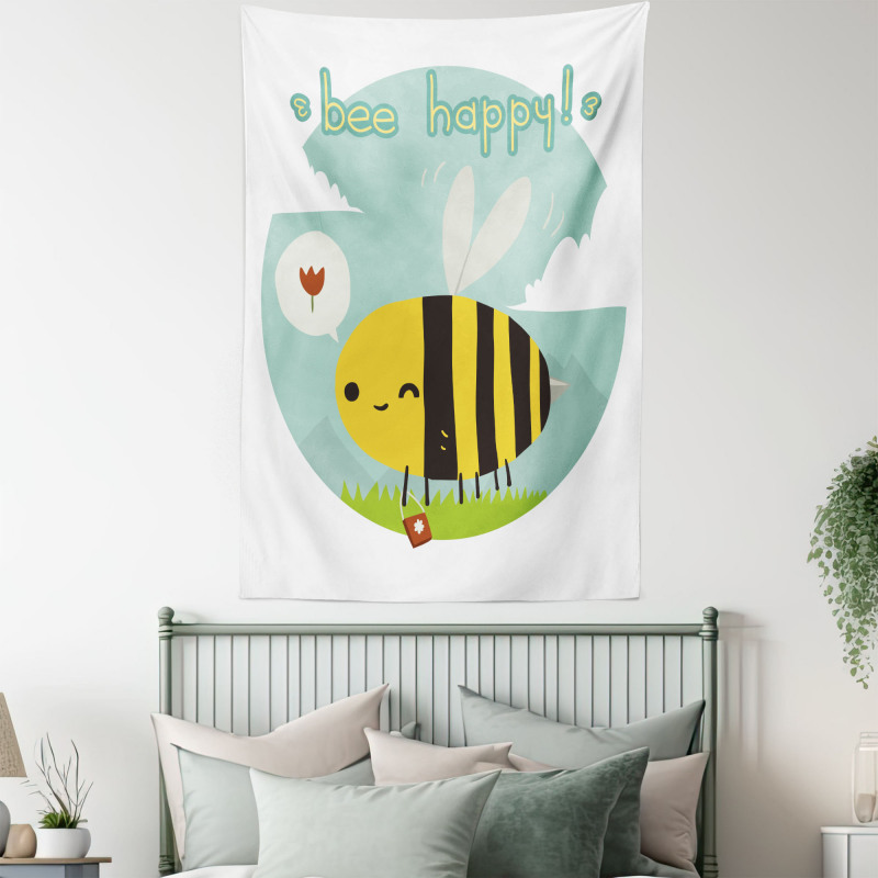 Bee Happy Doodle Tapestry