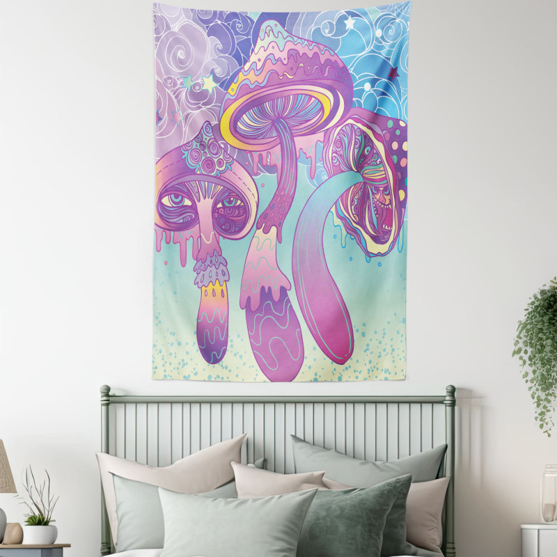 Trippy Magic Mushrooms Tapestry