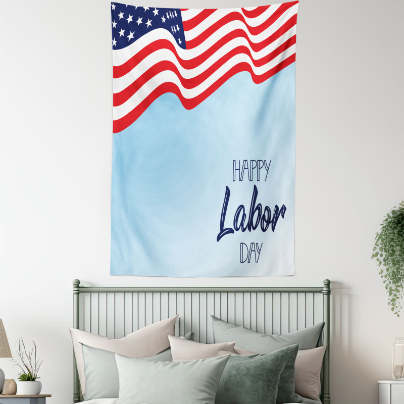 Waving Flag and Wording Tapestry
