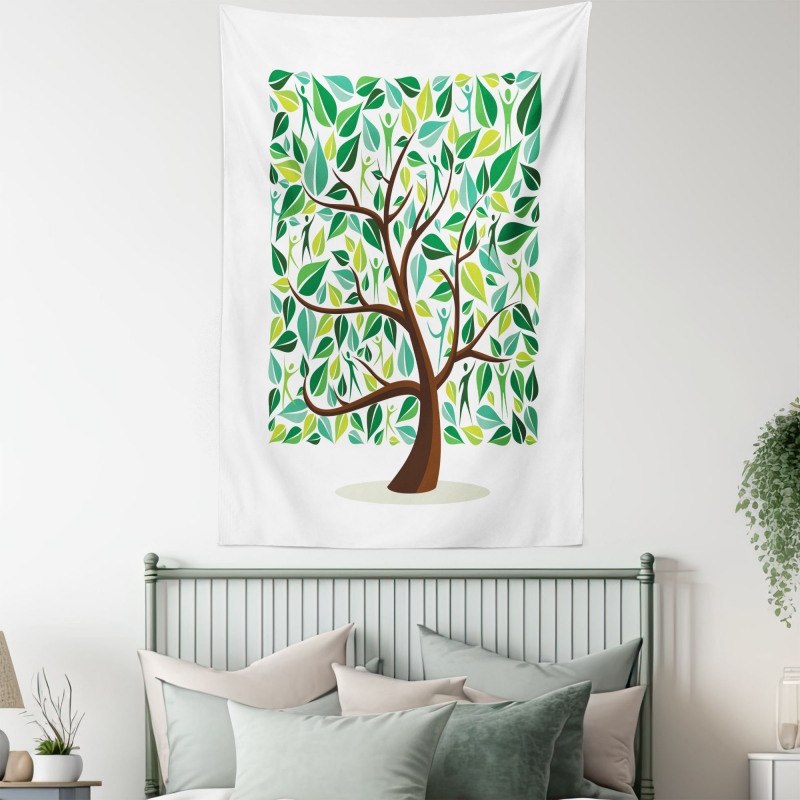 Squares Leaves Silhouette Tapestry