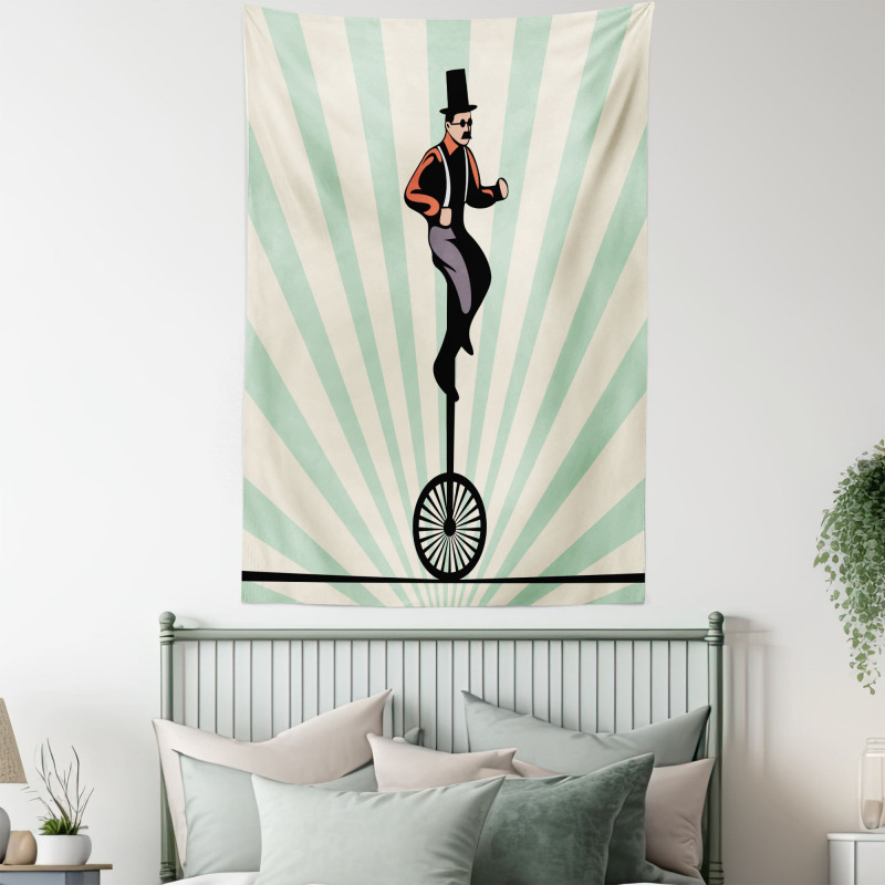 Citrus Man on Monowheel Art Tapestry