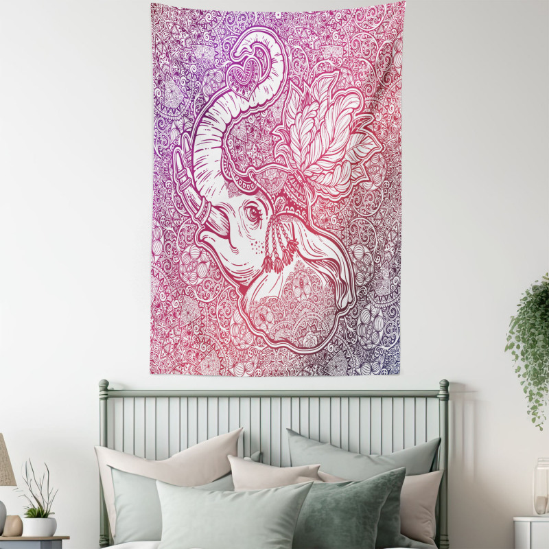 Eastern Elephant Zentangle Tapestry