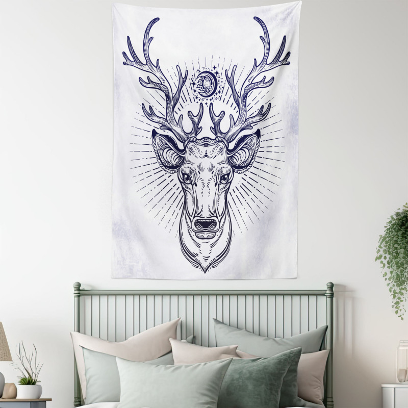 Reindeer Head Sketch Tapestry