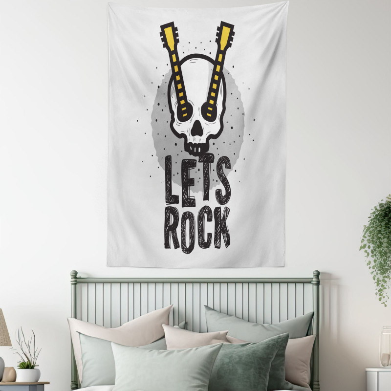 Human Skull Guitar Tapestry