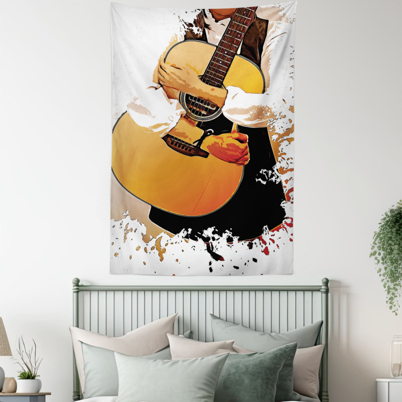 Man Holding a Guitar Tapestry