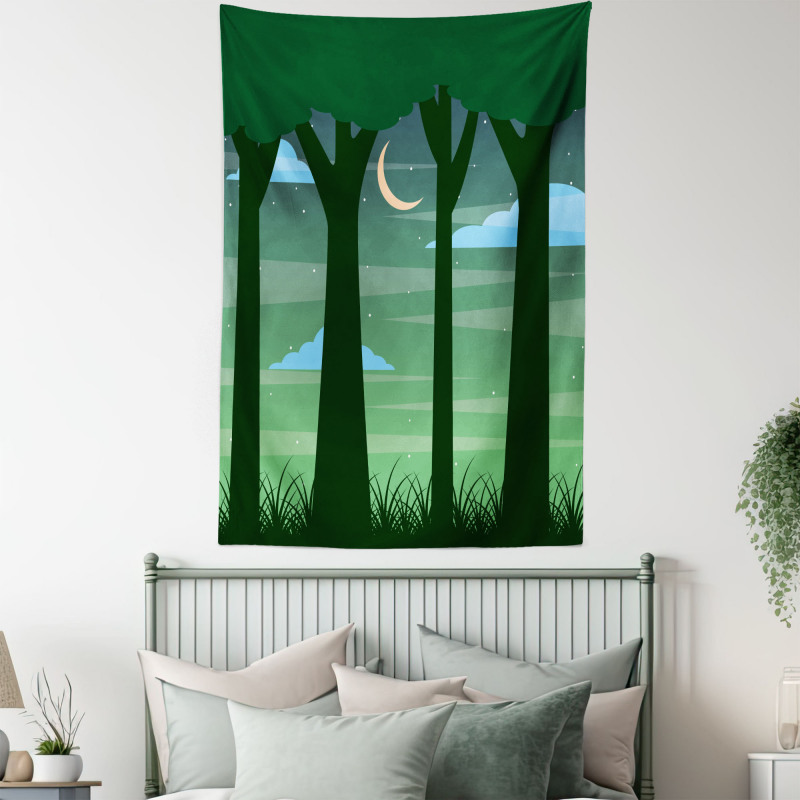 Dreamy Forest at Night Tapestry