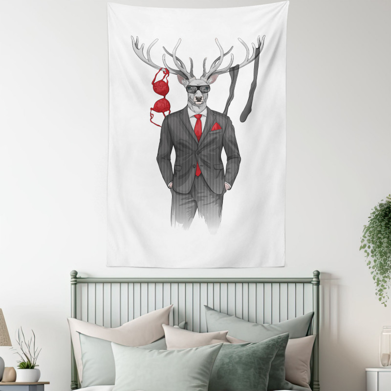 Womanizer Deer in Suit Art Tapestry