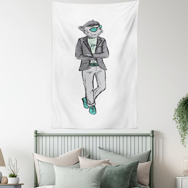 Modern Bohemian Bulldog Art Tapestry