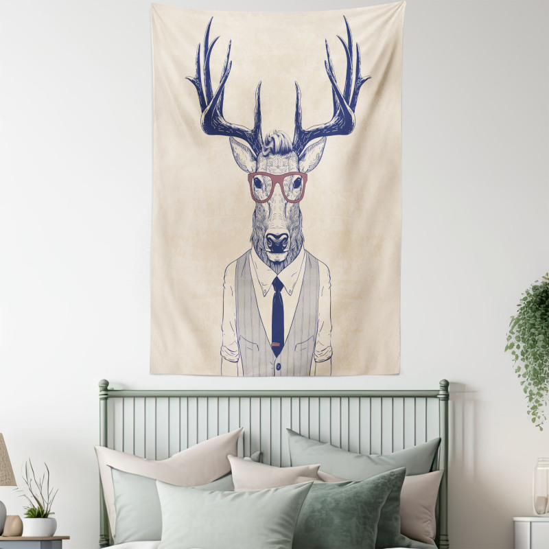 Humanized Manly Deer Art Tapestry