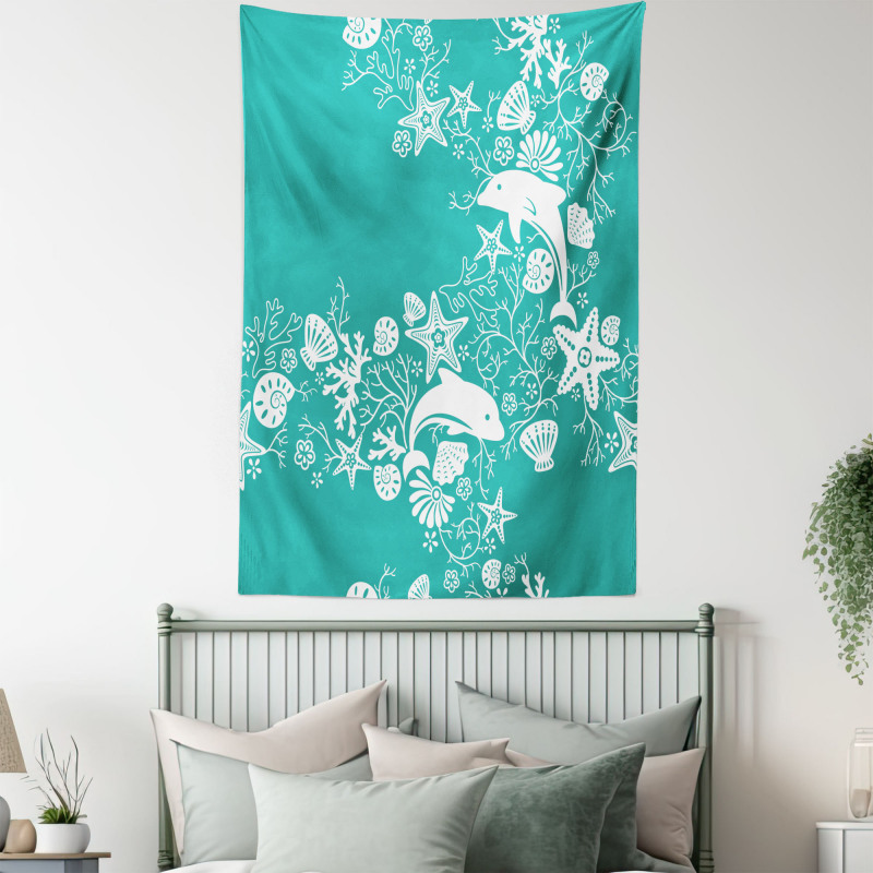 Dolphins and Flowers Tapestry