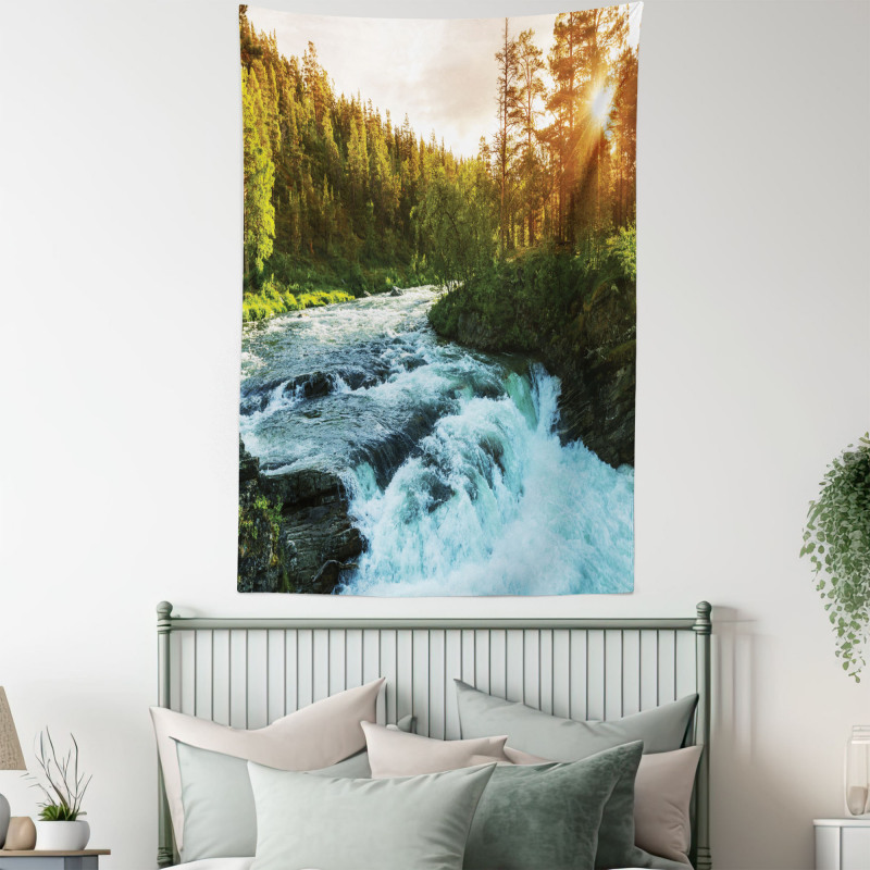 Sunrise Springtime Pines Tapestry