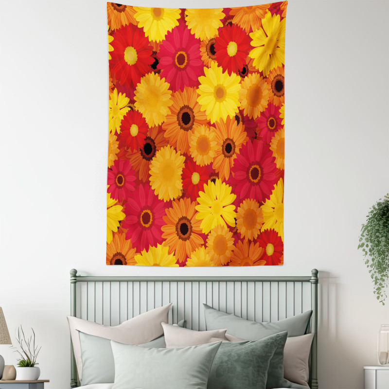 Warm Tones Flowers Tapestry