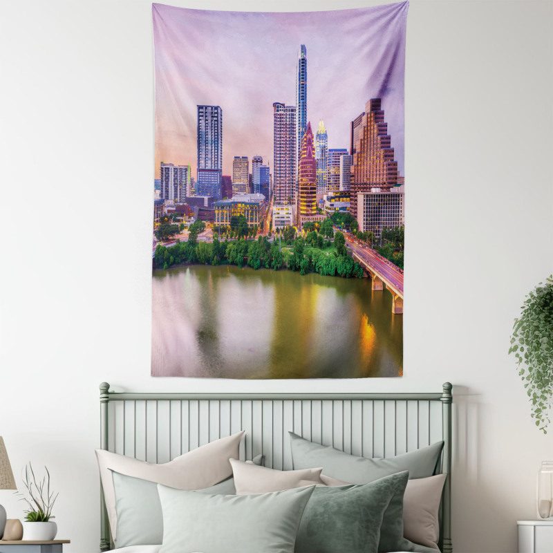 Urban Scene Image and River Tapestry