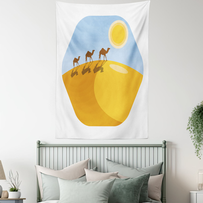 Camels on Desert Cartoon Tapestry