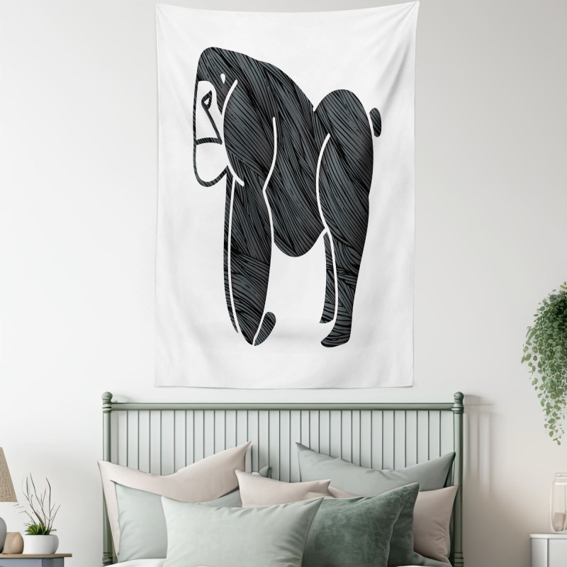 Angry Graphic Ape Standing Tapestry