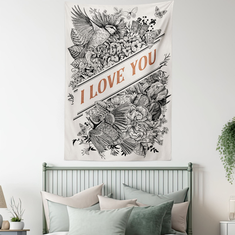 Engraved Flowers Tapestry