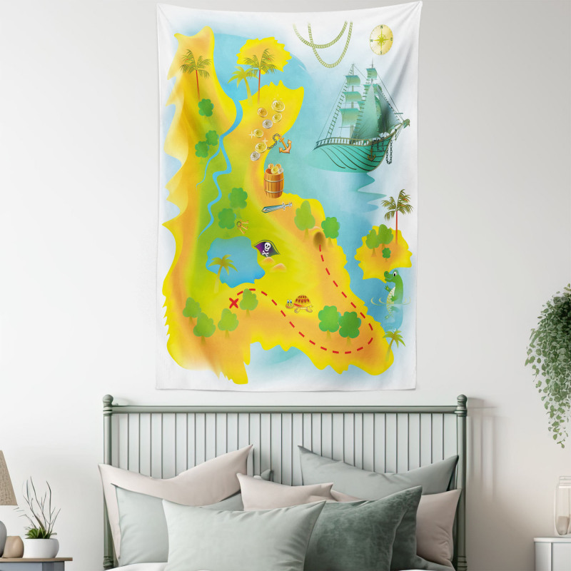 Map of a Treasure Island Tapestry