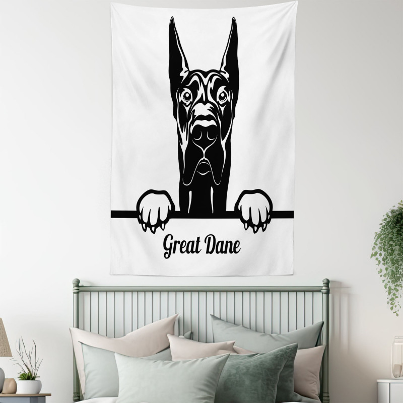 Peeking Big Breed Dog Tapestry