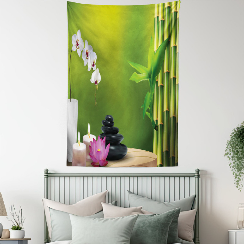 Bamboo Flower Orchid Stone Tapestry