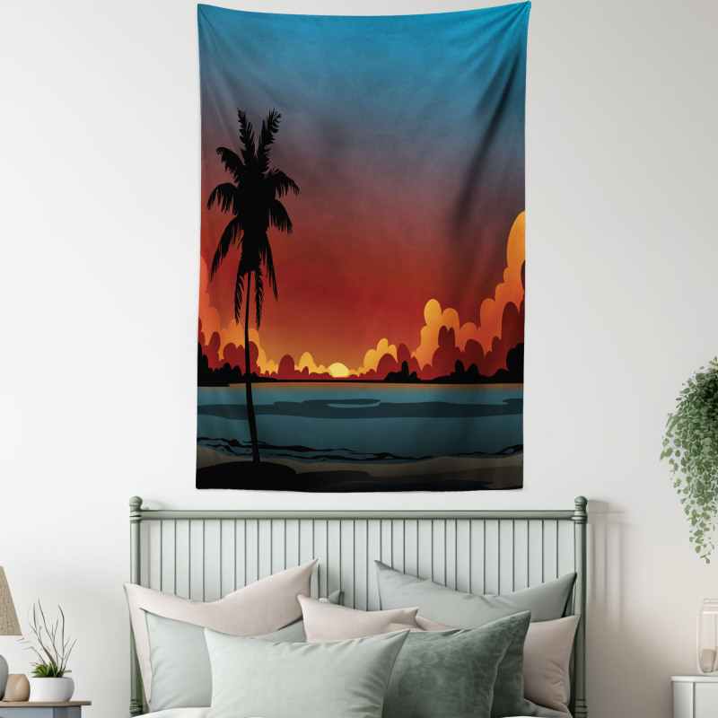 Dramatic Sunset Scene Pattern Tapestry