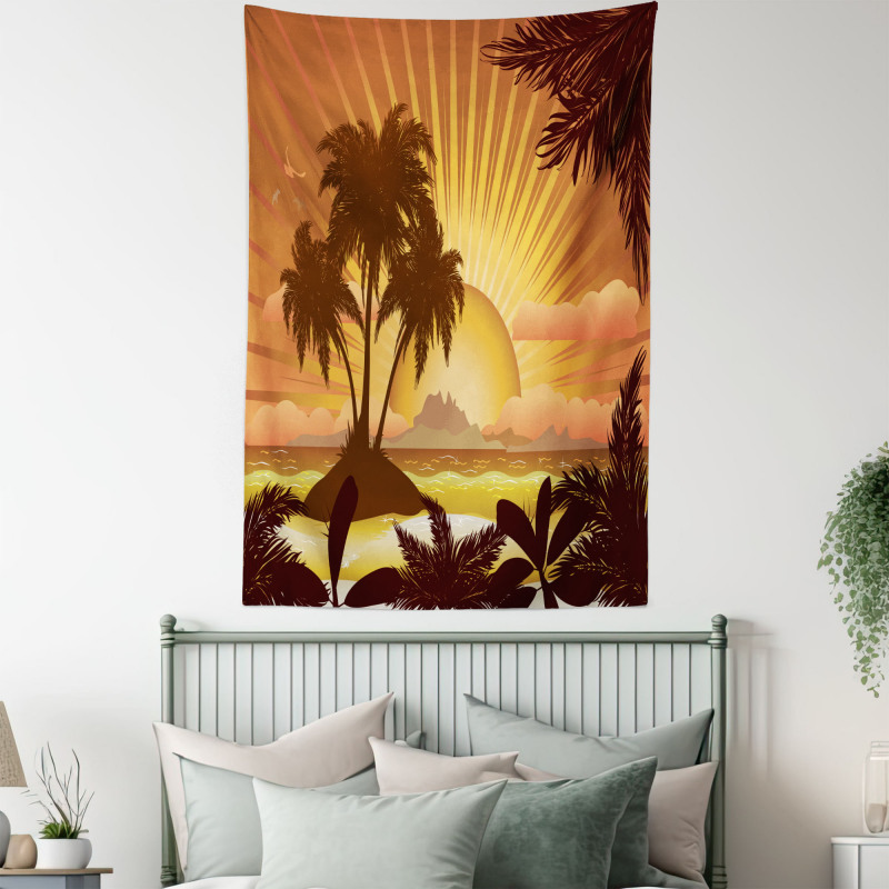 Digital Graphics Sunset Scene Tapestry